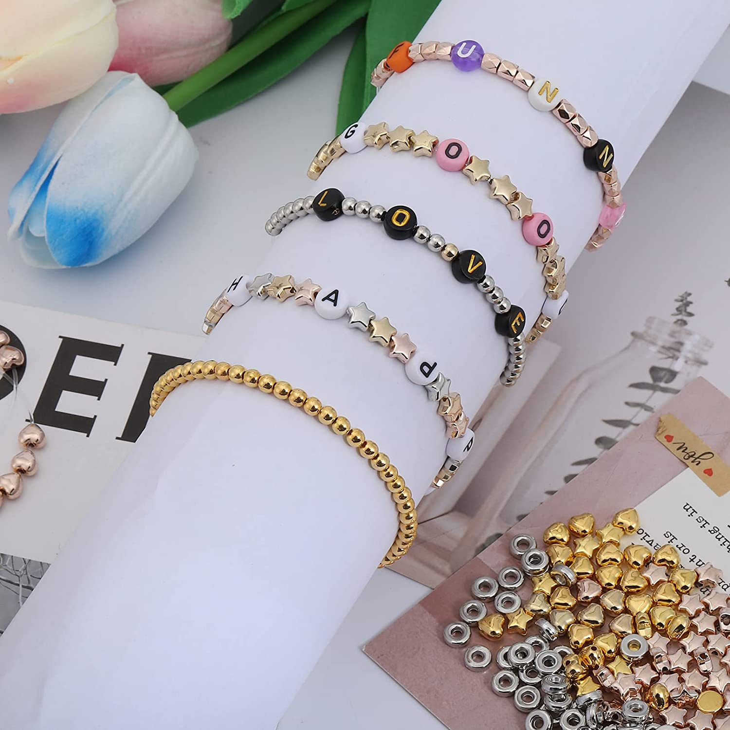 1700 Pieces 8 Styles Spacer Beads Assorted Beads Set Tibetan Flat Round Corrugated Pumpkin Bicone Disc Polygon Faceted Flower Rondelle Loose Beads for Bracelet Necklace Earring Jewelry Making image 2