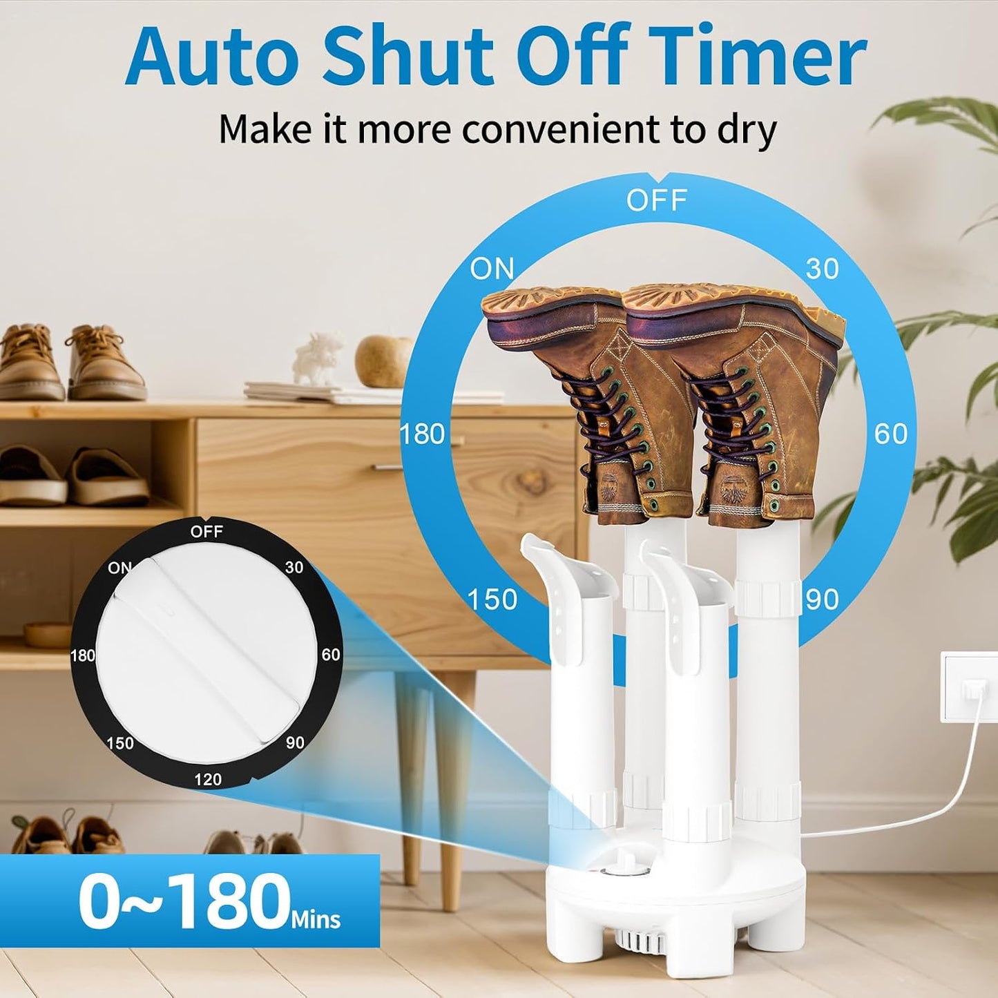 LAVIEAIR Electric Boot & Shoe Dryer — Timer Fan Dryer for Boots, Shoes & Gloves