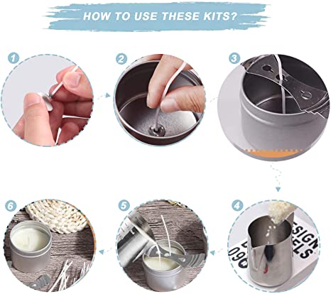 TEPENAR Candle Making Kit Supplies – Beewax Candle Craft Tools Including Heat-Proof Container, 8 Candle Jars, Clips, Spoon, Stickers, Wicks and Beeswax image 2