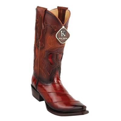 MEN'S KING EXOTIC SNIP TOE EEL BOOTS HANDCRAFTED BURNISHED COGNAC (494RD0857) image 0