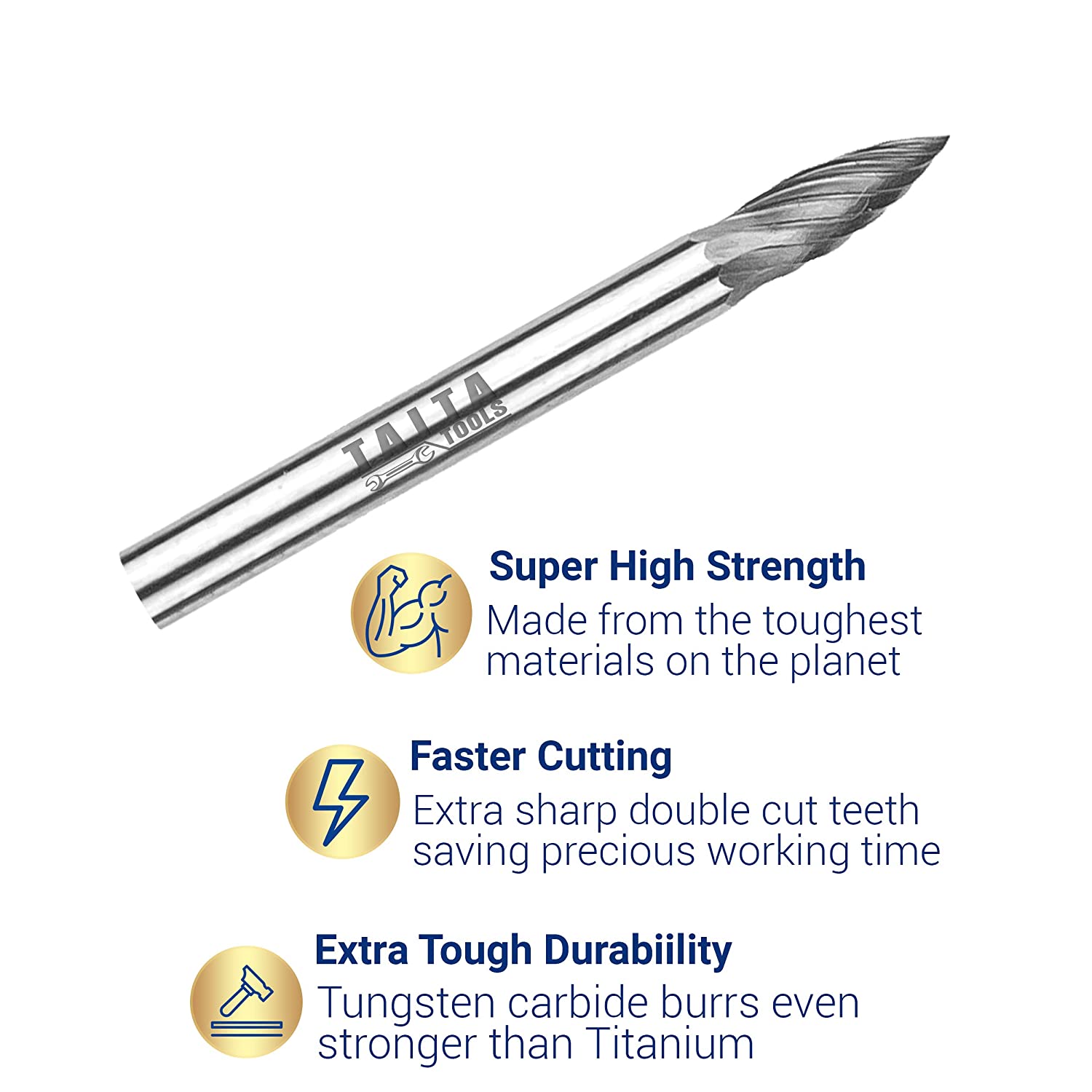 20PC Double/Single Cut Carbide Burr Set - 0.118" (3mm) Shank, Rotary Tool Cutting Burrs - Dremel Accessories, Fordom, Flex Shaft, Dewalt And Die Grinders - For Wood Carving, Metal Working And Engraving. image 2