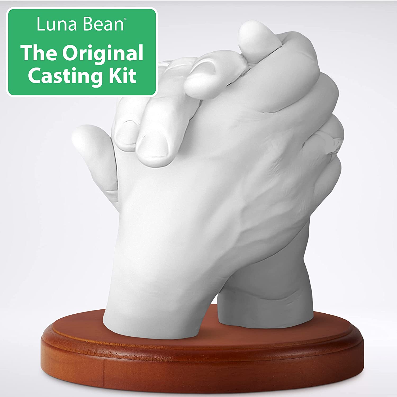 Luna Bean Round Wood Base - Hand Casting Sculpture Base for Luna Bean Hand Casting Kit - 6" Round Solid Wood Keepsake Display with a Semi-Gloss Finish image 2