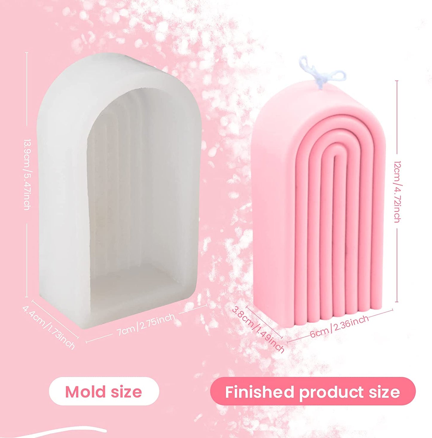 ONNPNN Geometric Rainbow Candle Mold, Striped U-Shaped Silicone Mold, Simple Lines Plaster Epoxy Molds, Abstract Architectural Resin Moulds for Lotion Bar Bath Bomb Clay Handicrafts Home Decoration image 2
