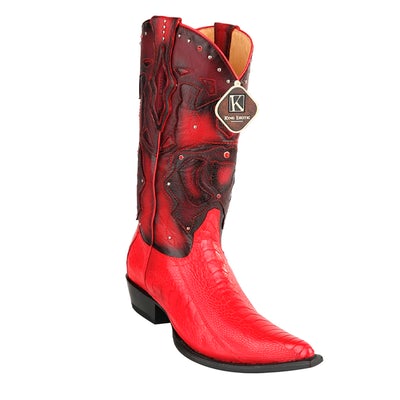 MEN'S KING EXOTIC BOOTS OSTRICH LEG 3X TOE HANDCRAFTED RED image 0