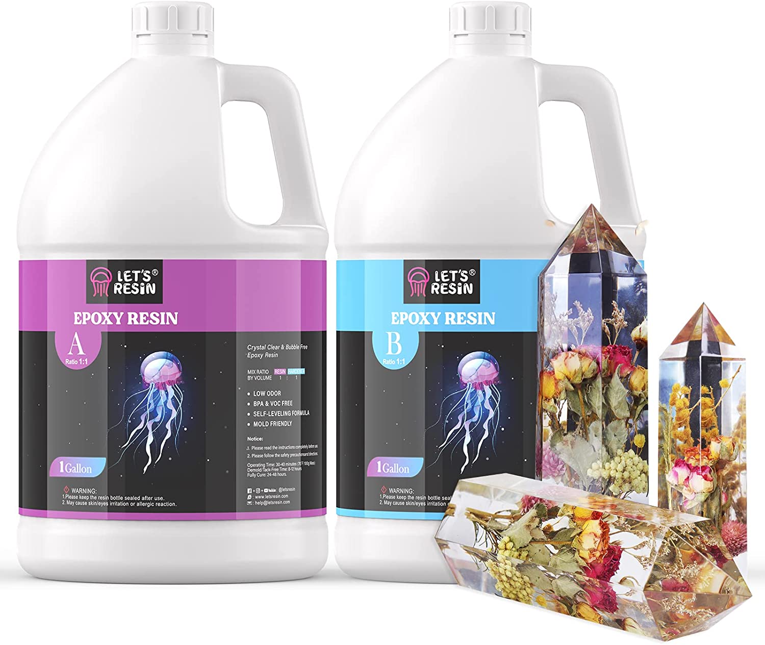 Let's Resin Epoxy Resin Kit, 2 Gallon Deep Pour Epoxy Resin,Bubble Free &amp; Crystal Clear Casting Resin,Fast Curing Resin for Table Top, Countertop, River Table, Wood, Jewelry Making,Art,Craft image 0