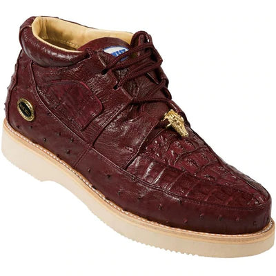 WILD WEST BOOTS #2ZA050206 MEN'S | COLOR BURGUNDY | MEN'S WILD WEST CAIMAN WITH OSTRICH CASUAL SHOES HANDCRAFTED image 0
