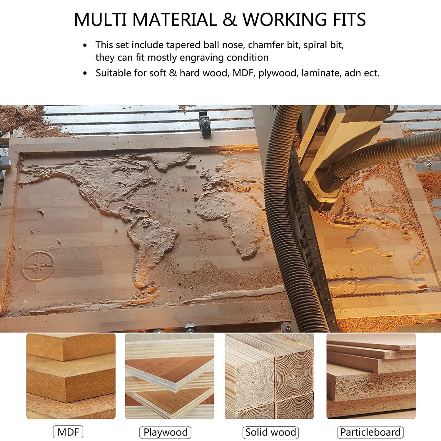 SpeTool CNC Router Bits Carving Set for Wood Profile V Groove Engraving Solid Carbide 1/4 Inch Shank image 3