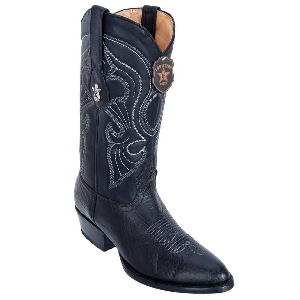 Los Altos Boots Mens #653105 Round Toe | Genuine Bull Shoulder Leather Boots Handcrafted | Color Black image 0