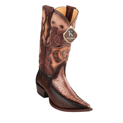 MEN'S KING EXOTIC GENUINE PYTHON BOOTS 3X TOE RUSTIC BROWN (495V25785) image 0