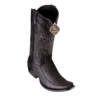 MEN'S KING EXOTIC PYTHON BOOTS WITH DEER DUBAI TOE HANDCRAFTED BLACK SUEDE FINISH (479FN5705) image 0
