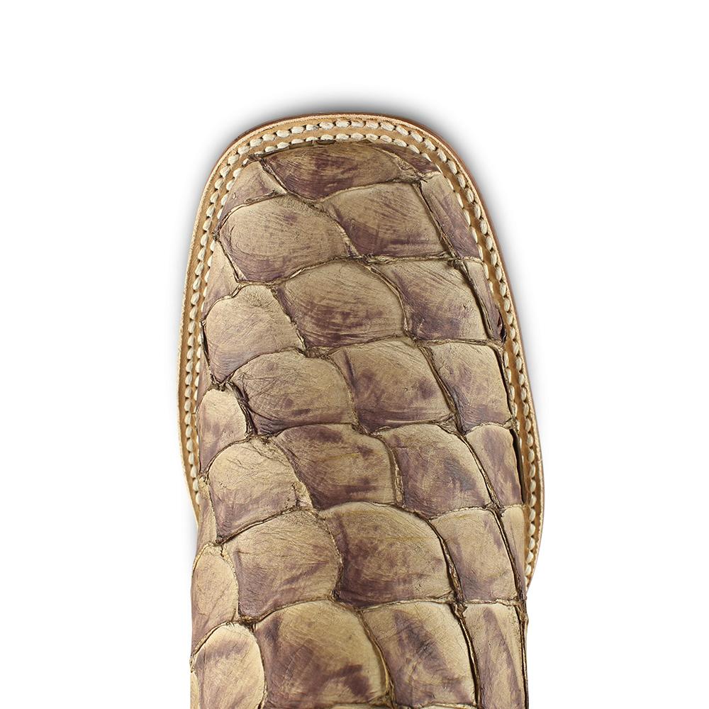 Los Altos Boots Mens #8221065 Wide Square Toe | Genuine Pirarucu Fish Boots | Color Matt Mink image 2