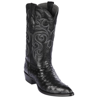 LOS ALTOS BOOTS MENS #990305 J TOE | GENUINE FULL QUILL OSTRICH BOOTS | COLOR BLACK image 0
