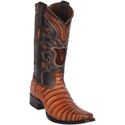 LOS ALTOS BOOTS MENS #768251 EUROPEAN SQUARE TOE | GENUINE CAIMAN BELLY BOOTS | COLOR PORTO HONEY image 0
