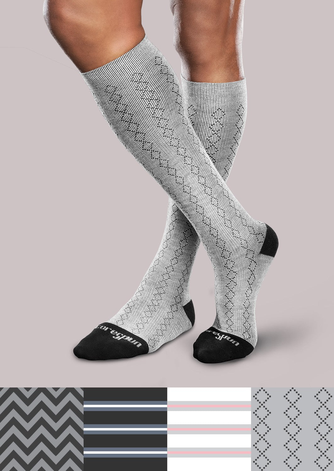 Mild Support Socks - Patterned Core Spun image 1