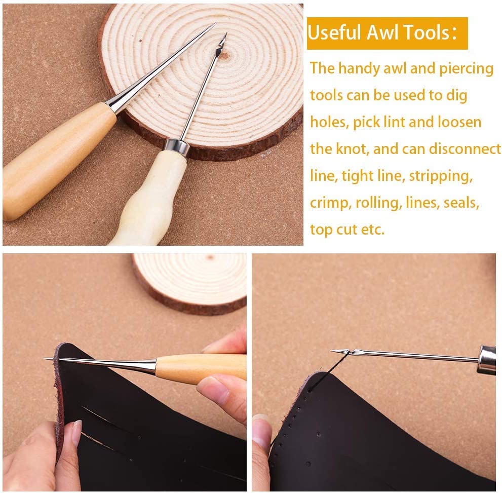 BUTUZE 32 PCS Upholstery Repair Kit, Leather Sewing Repair Kit with Storage Box, Sewing Thread, Large-Eye Stitching Needles, Sewing Awl, Leather Craft Tool Kit for Leather Repair, Stitching, Sewing image 4
