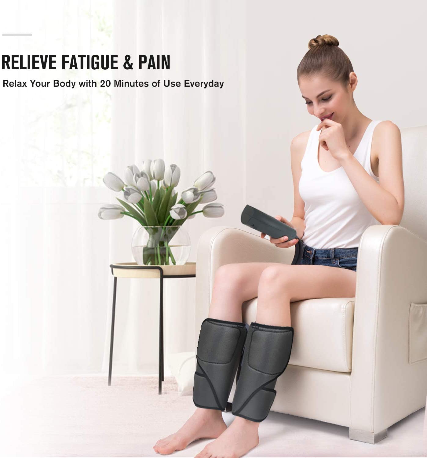 FIT KING Leg Massager for Circulation Calf Massager with Heat 3 Modes 3 Intensities FT-017A image 2