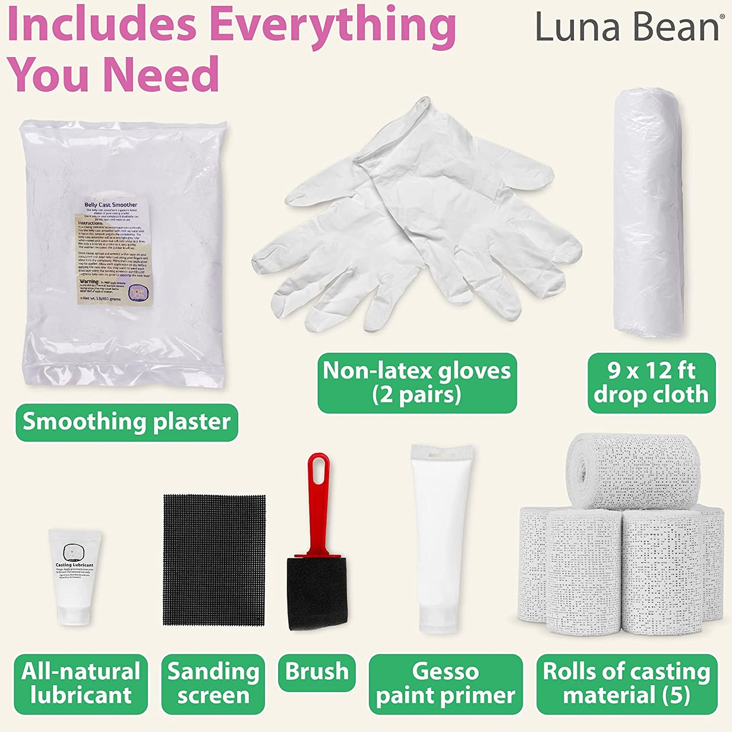 Luna Bean Deluxe Belly Casting Kit Pregnancy - Baby Bellies Baby Casting Kit - Pregnancy Belly Plaster Molding Casting Kit-New Moms Casting Keepsakes image 4