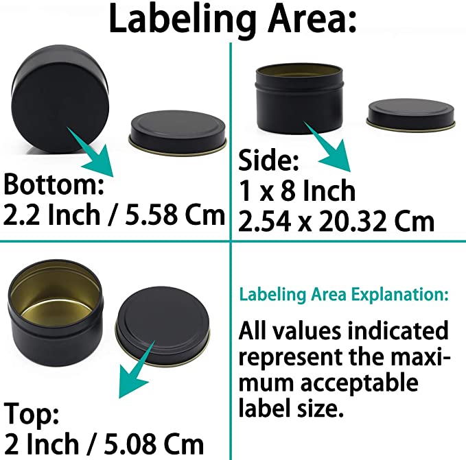 Candle Tin 24 Piece, 5 oz(Fill Line 4oz), Candle Containers, Candle Jars for Candle Making - Available in Silver, Black, Gold (Black) image 3