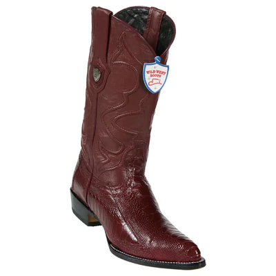 WILD WEST BOOTS #2990506 MEN'S | COLOR BURGUNDY | MEN'S WILD WEST OSTRICH LEG J TOE BOOTS HANDCRAFTED image 0