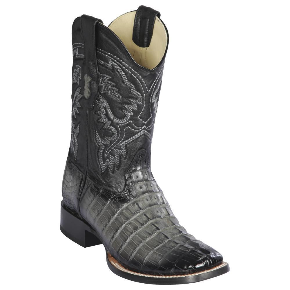 Los Altos Boots Mens #8220138 Wide Square Toe | Genuine Caiman Tail Leather Boots | Color Faded Gray image 0
