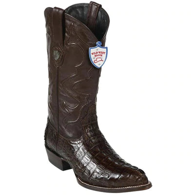 WILD WEST BOOTS #2990107MEN'S | COLOR BROWN | MEN'S WILD WEST CAIMAN TAIL J TOE BOOTS HANDCRAFTED image 0
