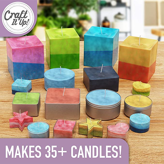 DIY Candle Making Kit by Craft It Up, Makes 15+ Candles, Beginners Set with Silicone Molds, Soy Candle Wax Supplies, Pot, Wicks, Essential Oils &amp; More, Scented Homemade Candles Set for Teens Adults image 2