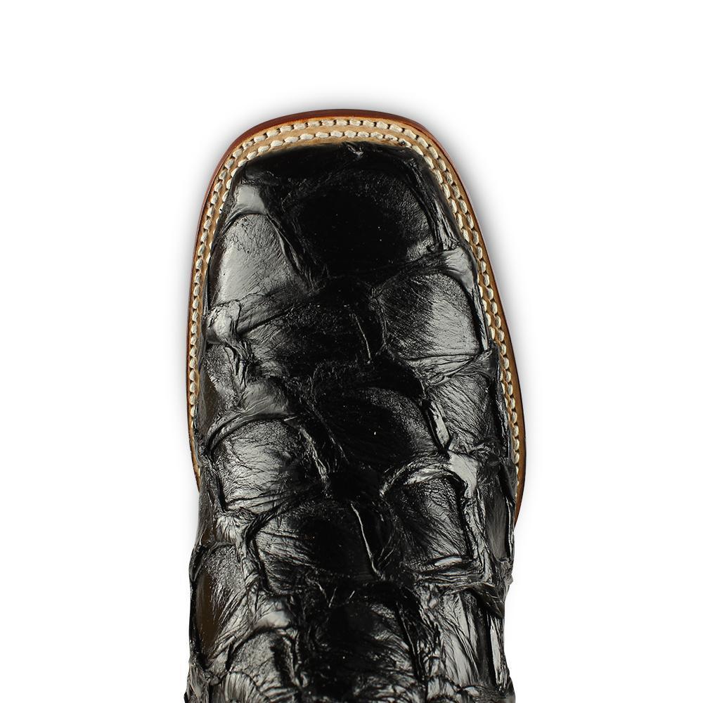 Los Altos Boots Mens #8221005 Wide Square Toe | Genuine Pirarucu Fish Boots | Color Black image 2