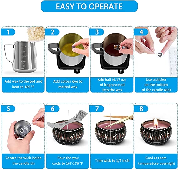 Candle Making Kit, Candle Making Supplies Kit for Adults Kids, DIY Scented Candle Making Kits Including Soy Wax Wicks Scents Oils Dyes Melting Pot Tins Spoon, Festival Gifts for Women image 3