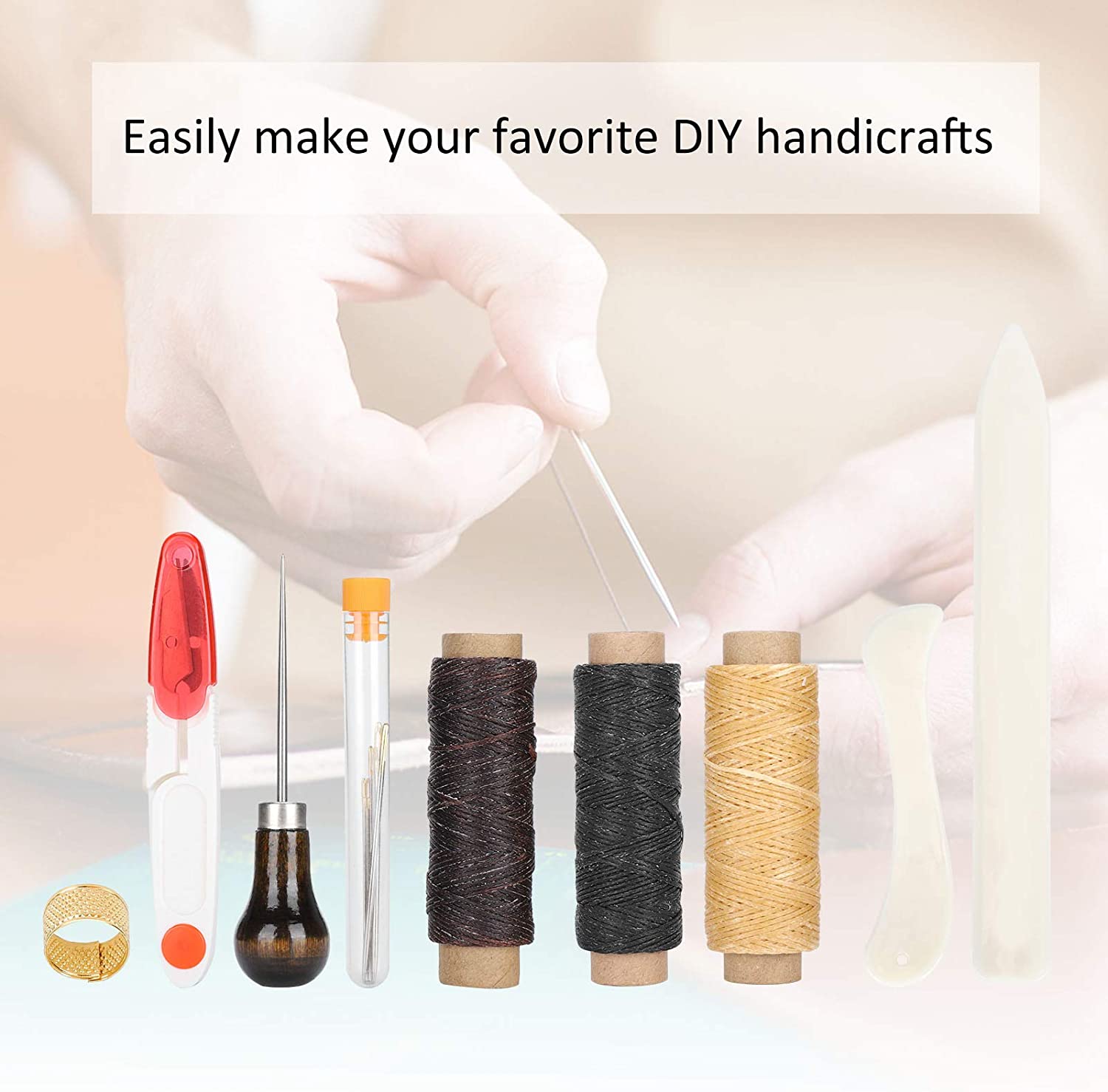 KUIDAMOS Leathercraft Accessories, Sewing Accessory Exquisite Portable Sewing Kit Leather Craft DIY Tool for Beginner for Leather Work for Home for Professional image 2