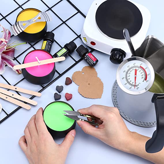Candle Making Kit,Easy to Make Colored Candle Soy Wax Kit,Including Soy Wax, Wicks,Melting Pot, Tins and More image 5