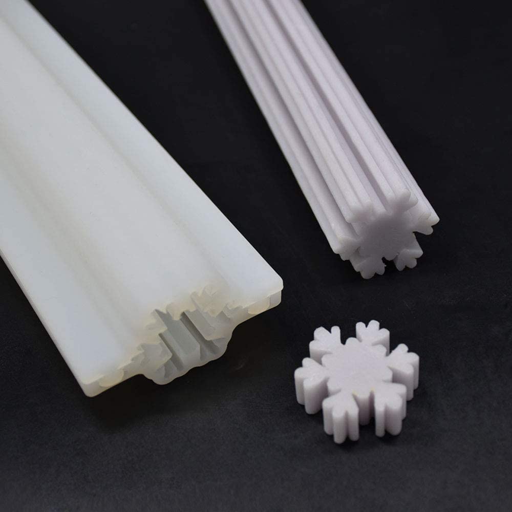 Silicone Candle Mold Long Tube Mousse Dessert Mold 3D DIY Handmade Soap Tube Model Ice Cream Pudding Molds Snowflake Shape Fondant Mould Embed Soap Making Supplies Cake Craft Baking Decorating Tools image 2