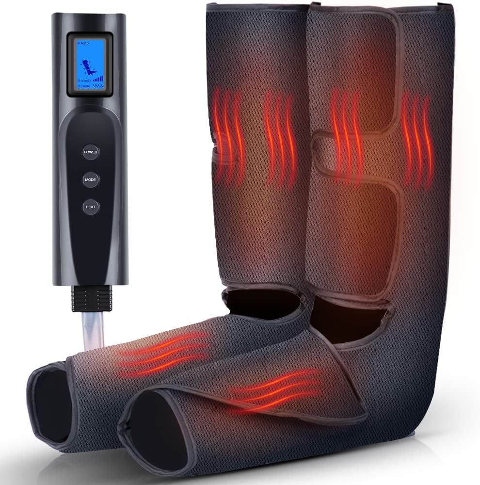Christmas Gifts Foot and Leg Massager with Heat, Air Leg Compression Massager for Circulation and Restless Legs Syndrome Relief,Foot and Calf Massager with 6 Modes 3 Intensities image 0