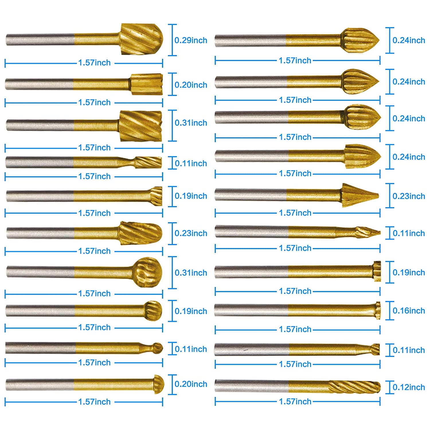 10Pcs HSS Router Carbide Engraving Bits &amp; 10Pcs Router Bit with 1/8"(3mm) Shank Power Rotary Tools for DIY Woodworking, Carving, Sculpting, Engraving, Drilling. image 1