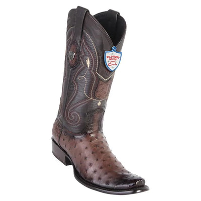 WEST BOOTS #2790316 MEN'S | COLOR FADED BROWN | MEN'S WILD WEST FULL QUILL OSTRICH BOOTS DUBAI TOE HANDCRAFTED image 0
