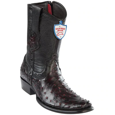 WILD WEST BOOTS #279B0318 MEN'S | COLOR BLACK CHERRY | MEN’S WILD WEST OSTRICH BOOTS DUBAI TOE HANDCRAFTED image 0