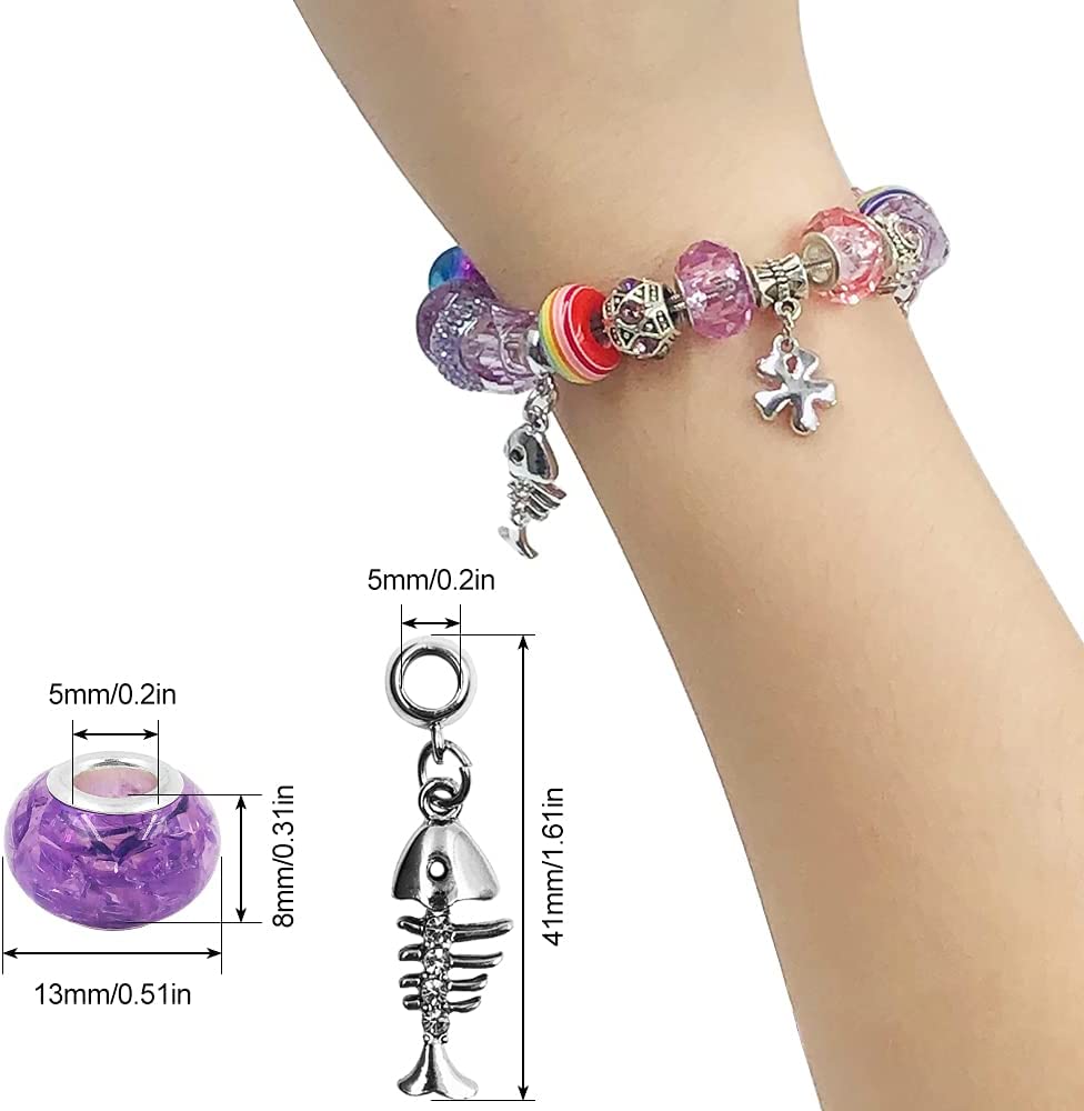 100 Pieces Assorted European Large Hole Beads, DaKuan Large Hole Spacer Beads Rhinestone Beads for Charms Bracelets Making kit ( Purple ) image 3