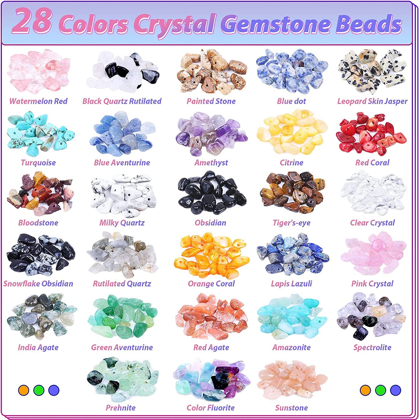 Ring Making Kit, 1718Pcs Jewelry Making Kit with 28 Colors Crystal Gemstone Chip Beads, Ring Sizer Tools, Jewelry Wire, Jewelry Pliers and Other Jewelry Ring Making Supplies image 2