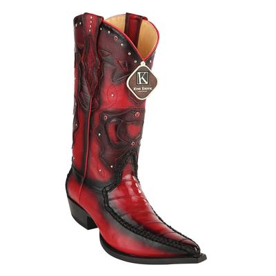 MEN'S KING EXOTIC EEL BOOTS 3X TOE HANDCRAFTED RED BURNISHED (495V20812) image 0