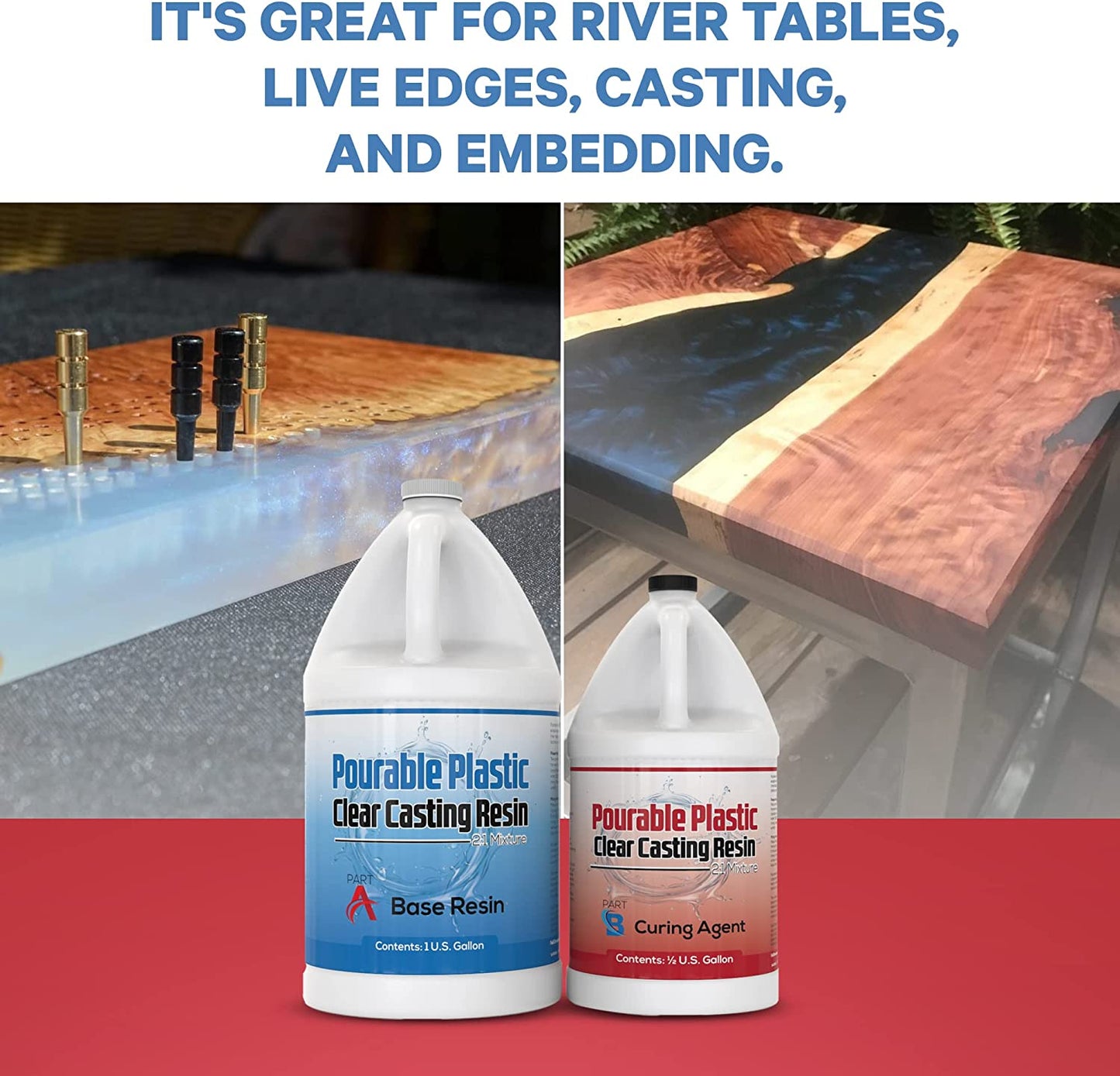 Pourable Plastic Deep Pour Up To 2" Thick USA Manufactured Clear Casting Resin 1.5 Gallons Kit Perfect For River Tables &amp; Castings – Low Odor Epoxy, a 2:1 Ratio image 3
