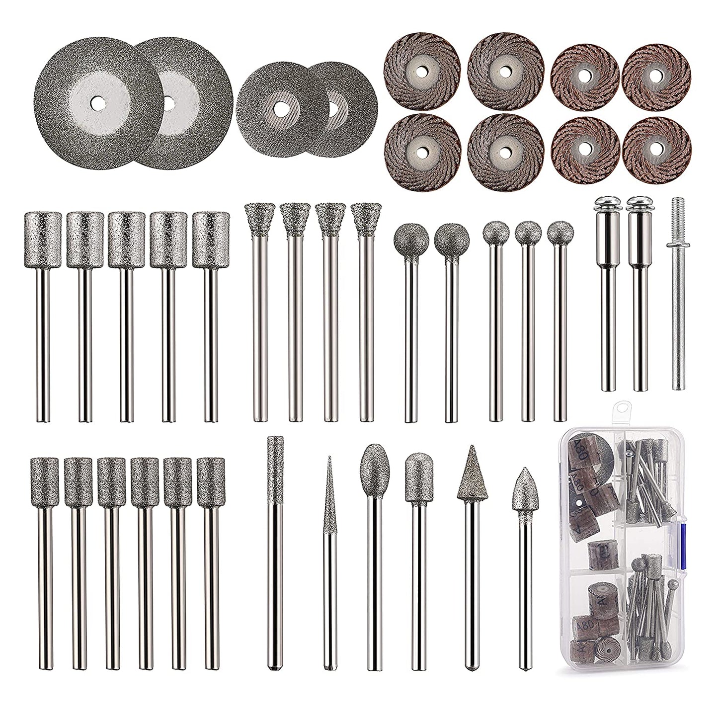 Cedilis 43-Pack Stone Carving Set - 26 Diamond Burr Bits, 10 Impeller, 4 Diamond Cutting Wheel, 3 Metal Dremel, Polishing Rotary Tools for Stone, Rocks, Jewelry, Glass, Ceramics Dremel Rotary Tools image 0