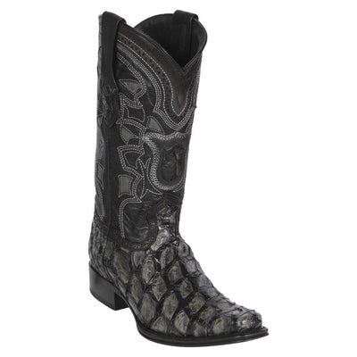 LOS ALTOS BOOTS MENS #761009 EUROPEAN SQUARE TOE | GENUINE PIRARUCU LEATHER BOOTS | COLOR GRAY AND BLACK image 0