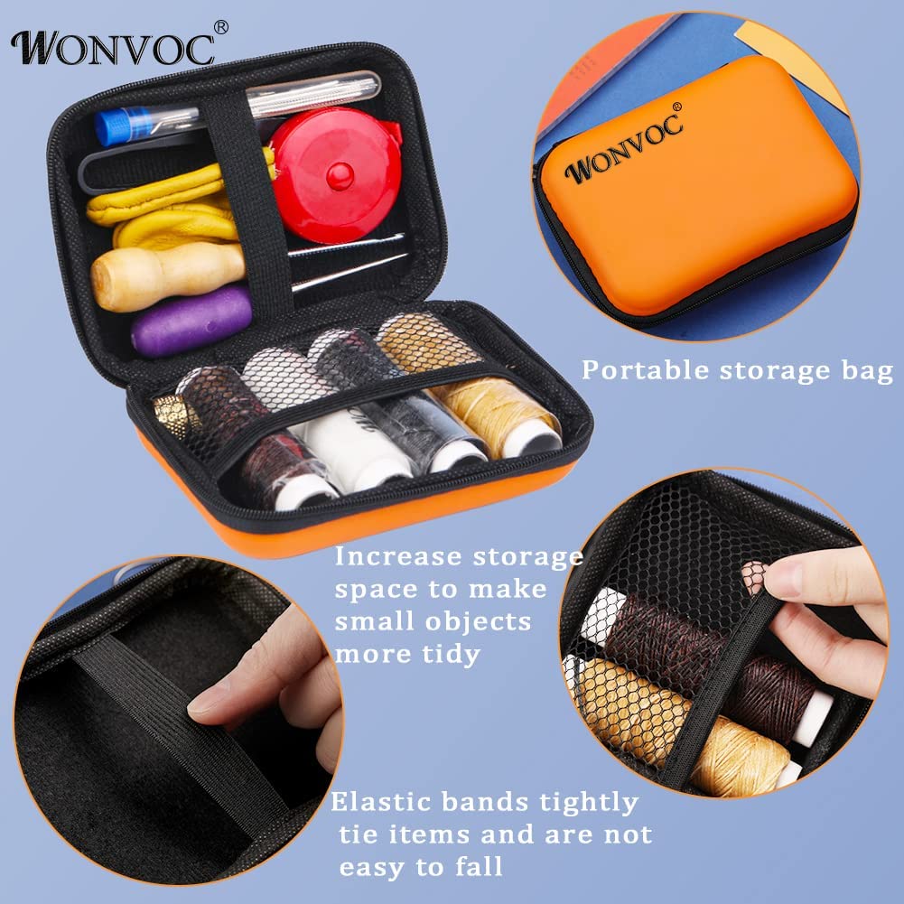 Leather Sewing Kit, Leather Sewing Upholstery Repair Kit with Large-Eye Stitching Needles, Waxed Thread, Awl, Leather Craft Repair Kit for DIY Leather Hand Craft image 3