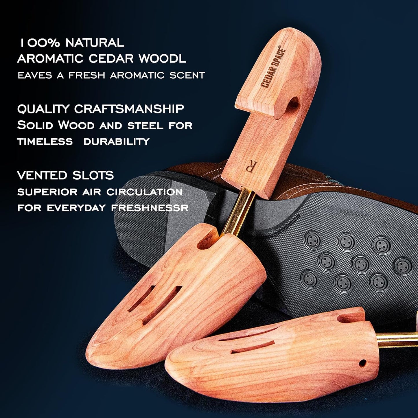 Cedar Shoe Trees 2-Pack — Aromatic Wood Shoe Shapers (Sizes 6.5–14)