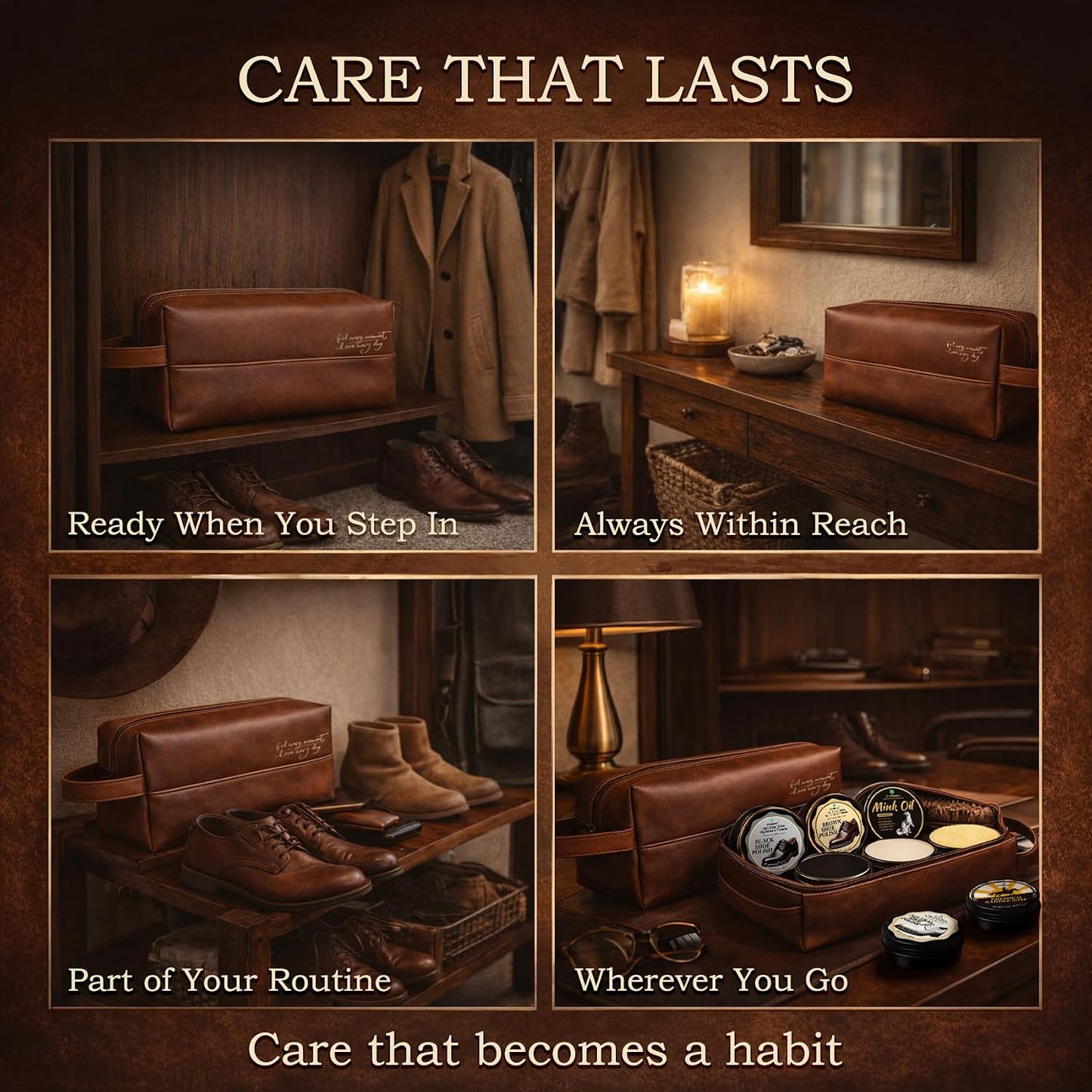 Leather Shoe Care Kit — 16-Piece Polish, Clean & Condition Set