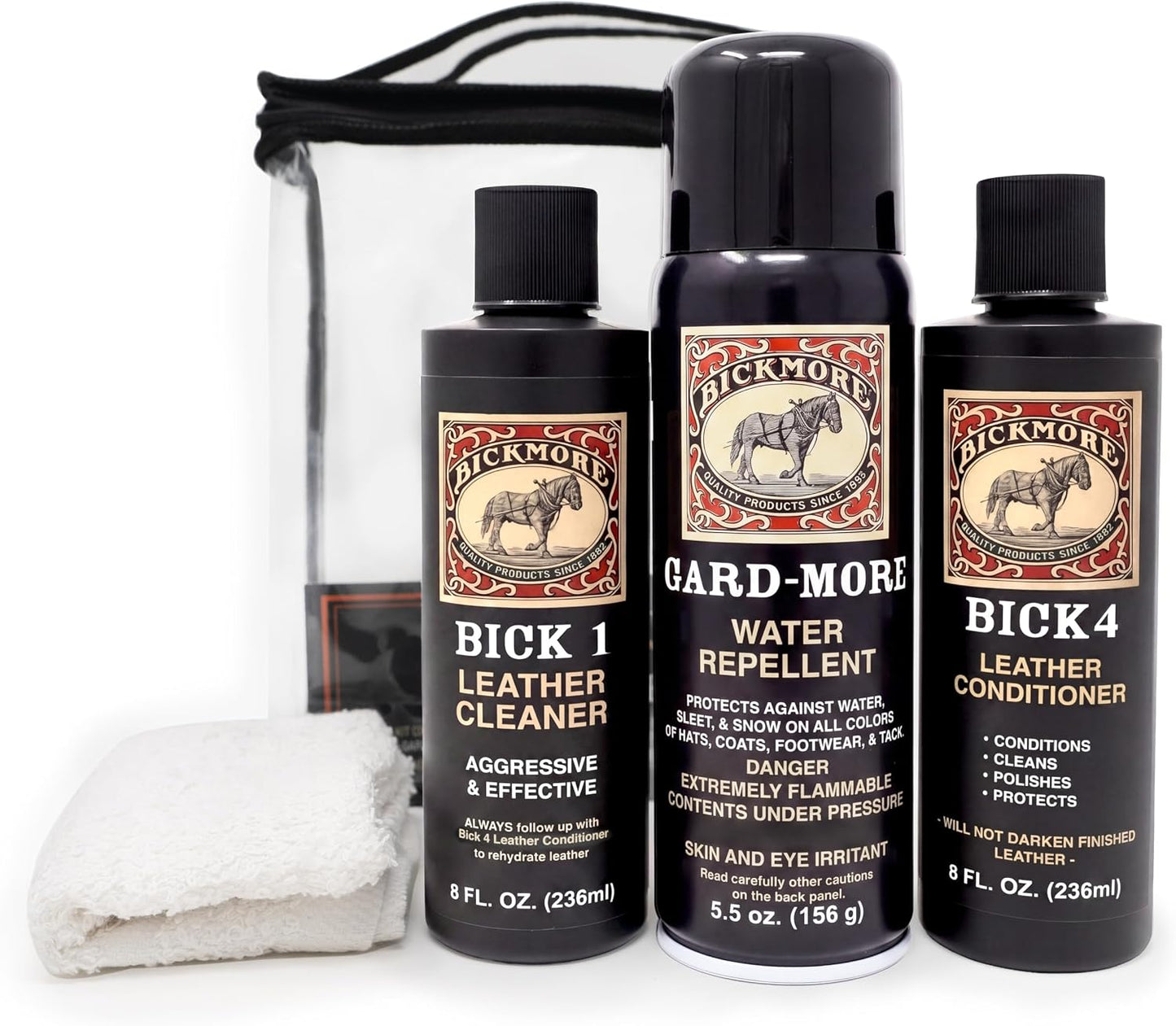 Bickmore Boot Care Kit — Bick 1 Cleaner, Bick 4 Conditioner & Gard-More