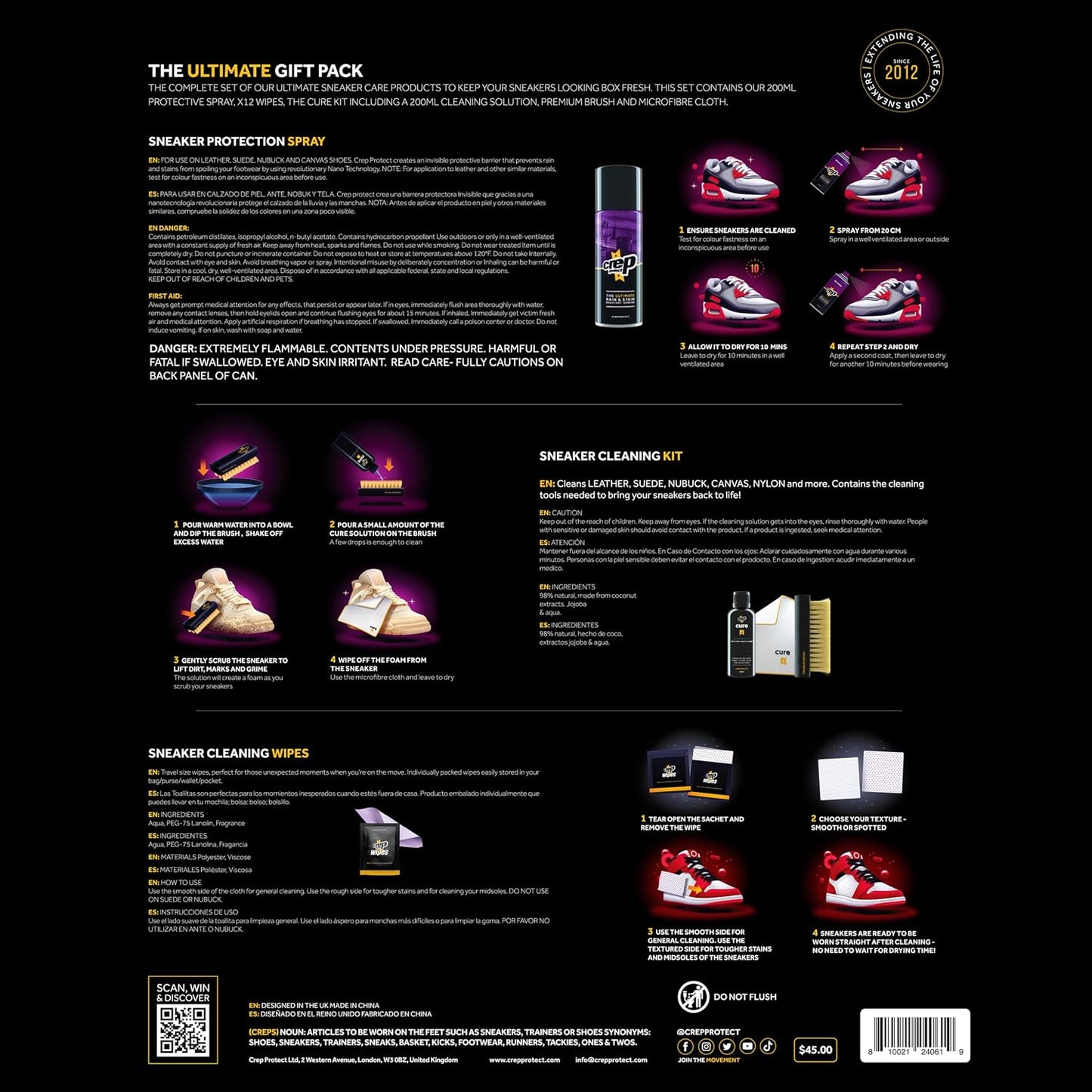 Crep Protect Ultimate Shoe Care Gift Set — Protector, Cleaner, Wipes, Brush & Cloth