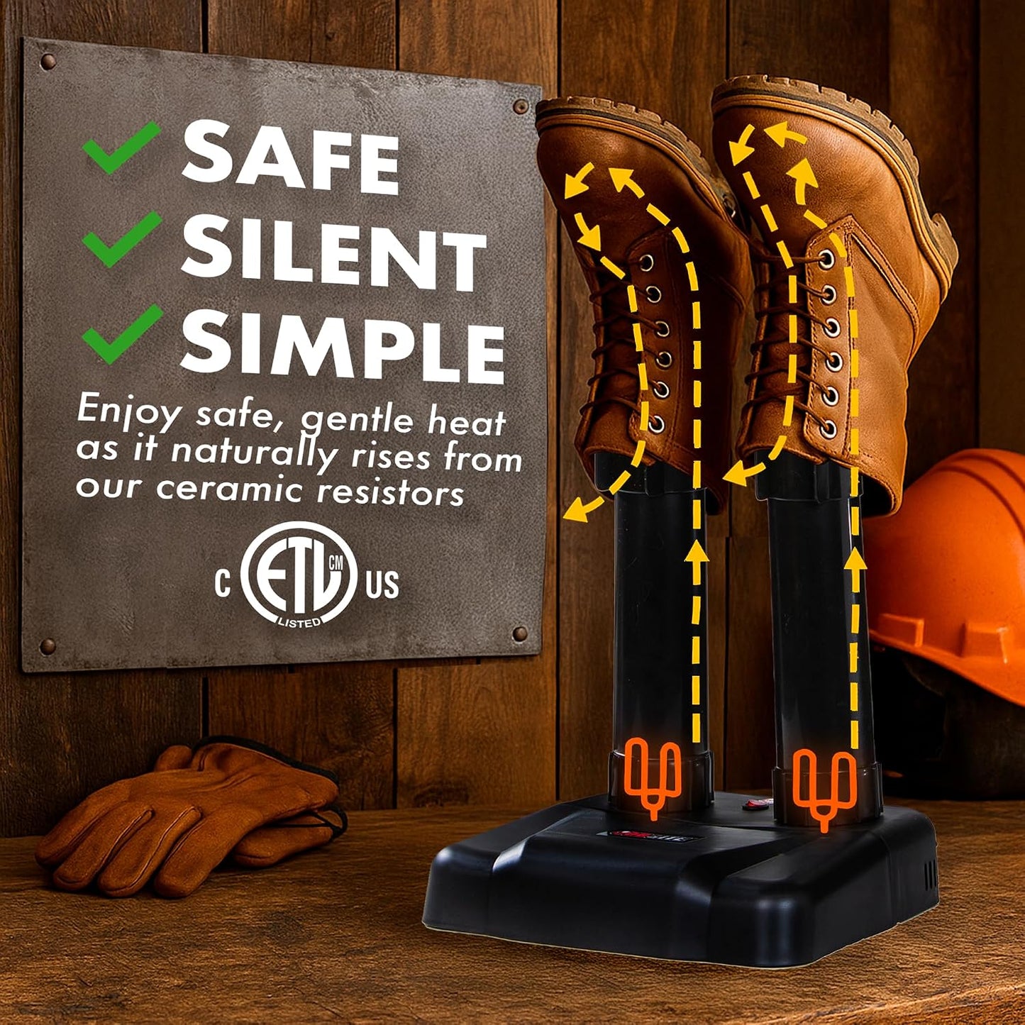 Silent Boot Dryer — Fanless Warmer & Deodorizer for Work Boots