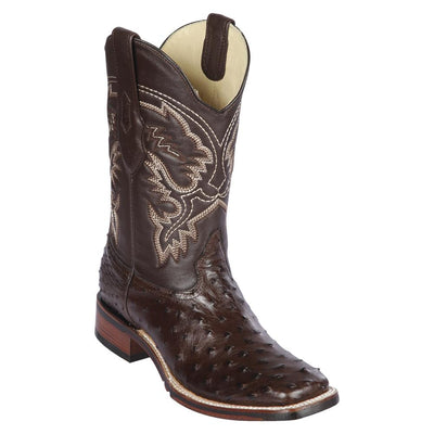 LOS ALTOS BOOTS MENS #8260307 WIDE SQUARE TOE | GENUINE OSTRICH LEATHER BOOTS | COLOR BROWN image 0