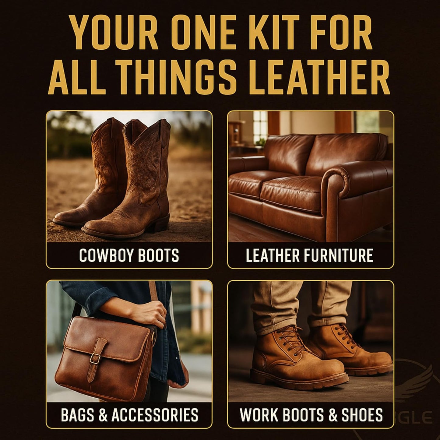 Leather Boot Care Kit — Mink Oil, Saddle Soap, Applicators & Cloth