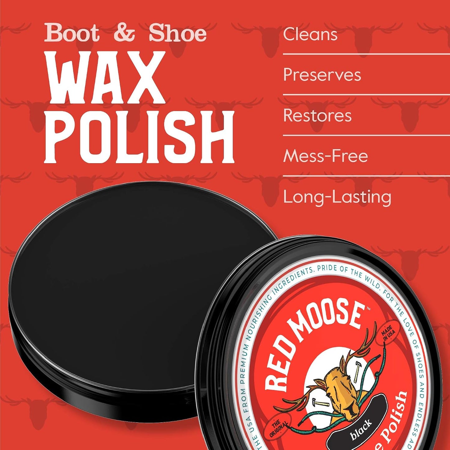 RED MOOSE Full Leather Wax Shoe Polish Kit — USA Travel Case